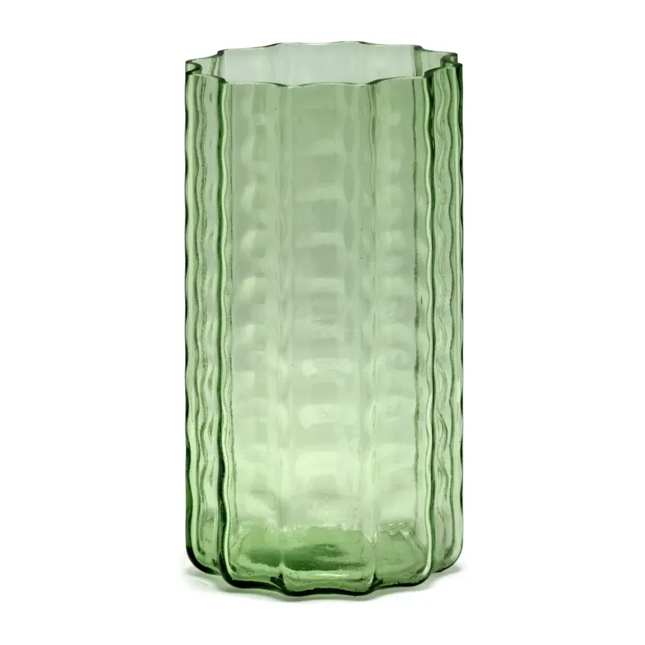 Waves 01 maljakko 21 cm, Green-clear