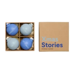 XMAS Stories joulukoriste Ø4 cm 4 osaa, Cobalt blue-light blue